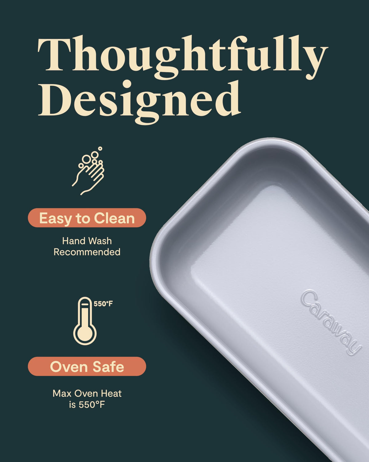 Caraway loaf pan cream top view showing smooth finish for effortless release.