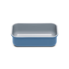 Caraway loaf pan slate front view shows a smooth non-stick surface for easy baking.