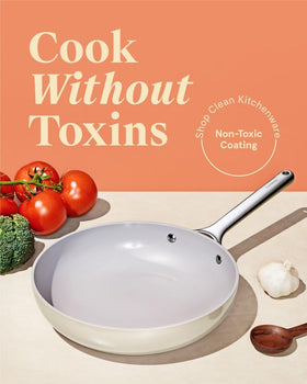 Close-up of Caraway mini pan showing natural nonstick surface for easy flipping.