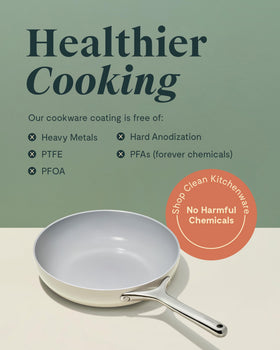 Caraway mini fry pan sage works on induction, gas, and electric stoves.
