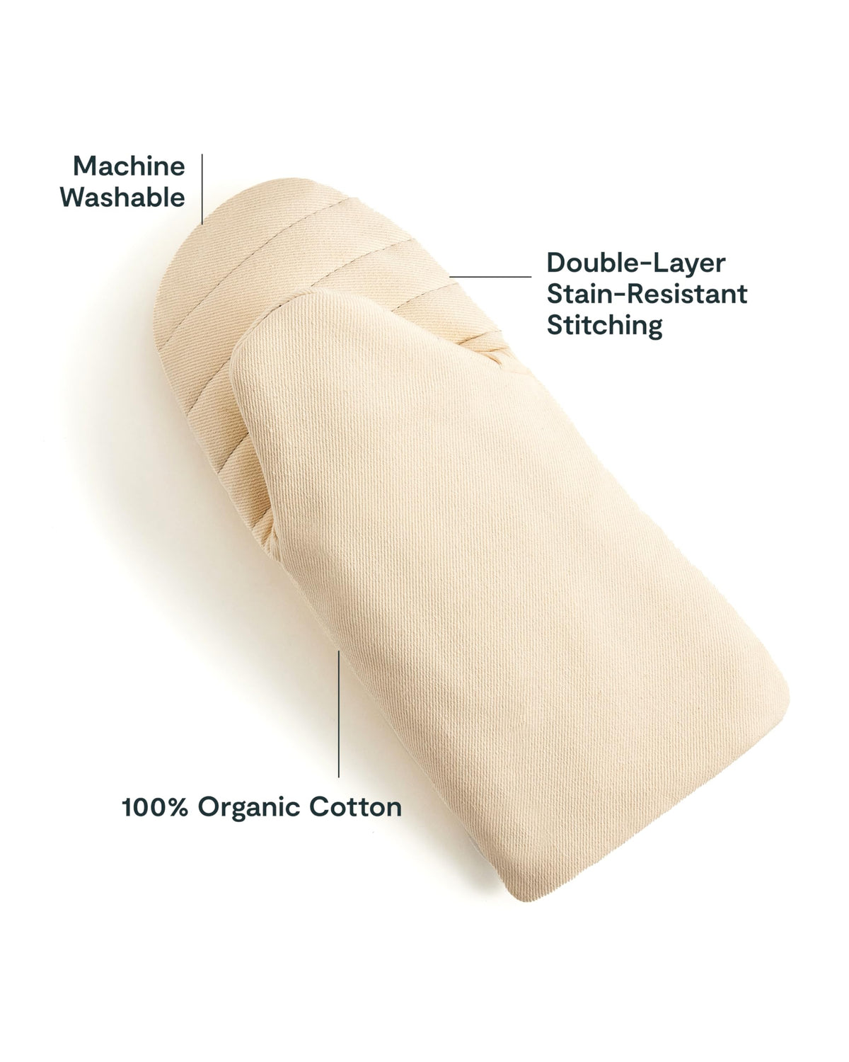 Caraway cream mitts show easy-grip design for handling hot pots safely.