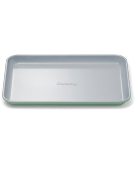 Caraway small baking sheet oven heat close-up showing even heat distribution for small batches.