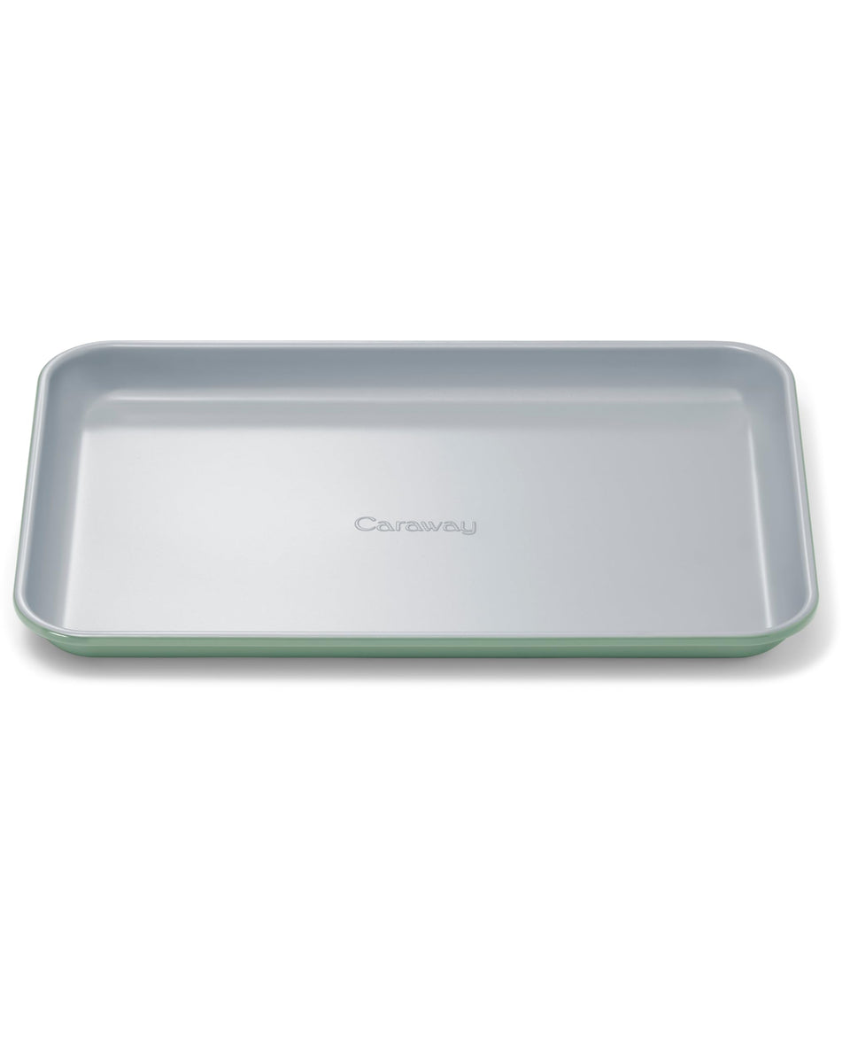 Caraway small baking sheet oven heat close-up showing even heat distribution for small batches.