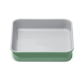 Caraway square pan baking brownies with a natural non-stick coating for easy release