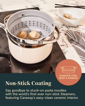 Caraway Steamer Small dim sum steaming ready-to-serve portions.