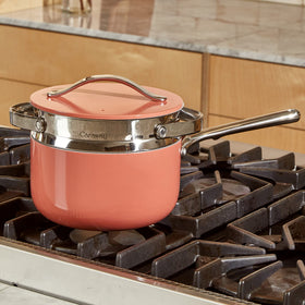 Caraway Steamer Small easy-to-clean stainless surface.