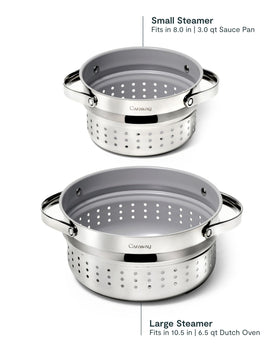 Close-up of Caraway Steamer stainless steel construction