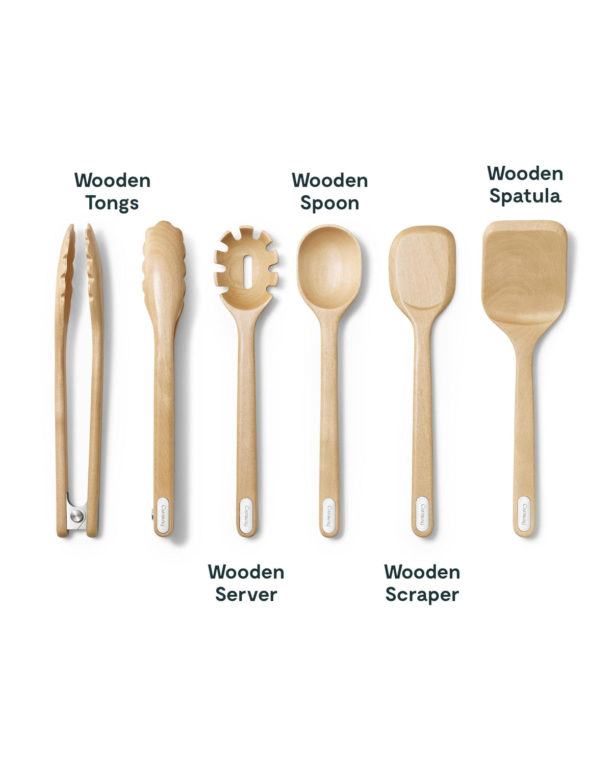 Caraway wooden scraper; safe for scraping without scratching nonstick surfaces.