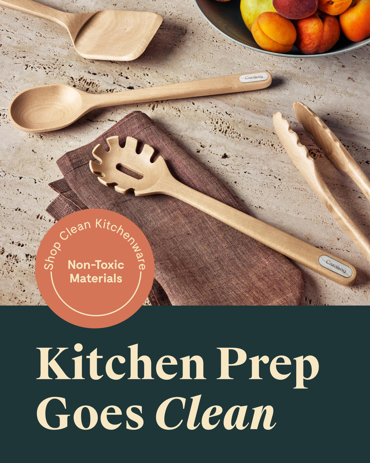 Caraway wooden server; ideal for turning and serving with ceramic cookware.