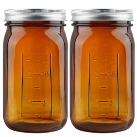 CARBLIN 2-pack amber mason jars with wide mouths for easy filling and storage.