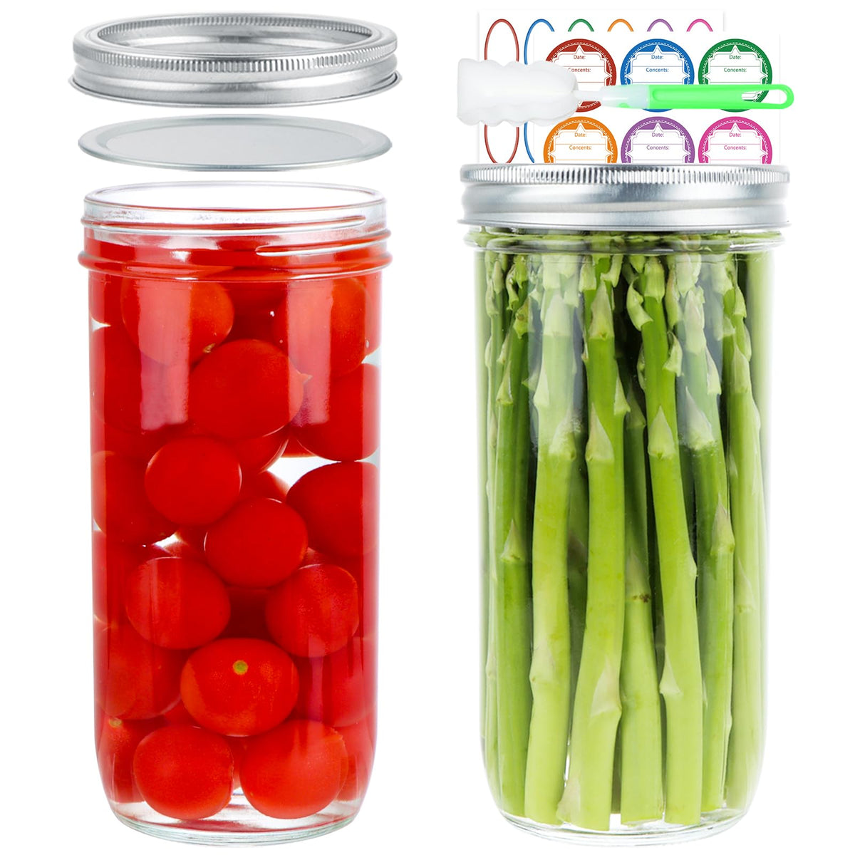 CARBLIN wide-mouth jar 24oz with two-pack for easy canning and storage