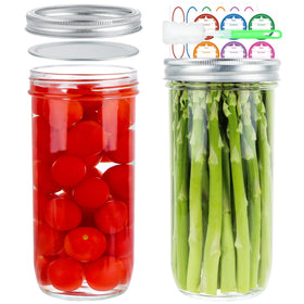 CARBLIN wide-mouth jar 24oz with two-pack for easy canning and storage