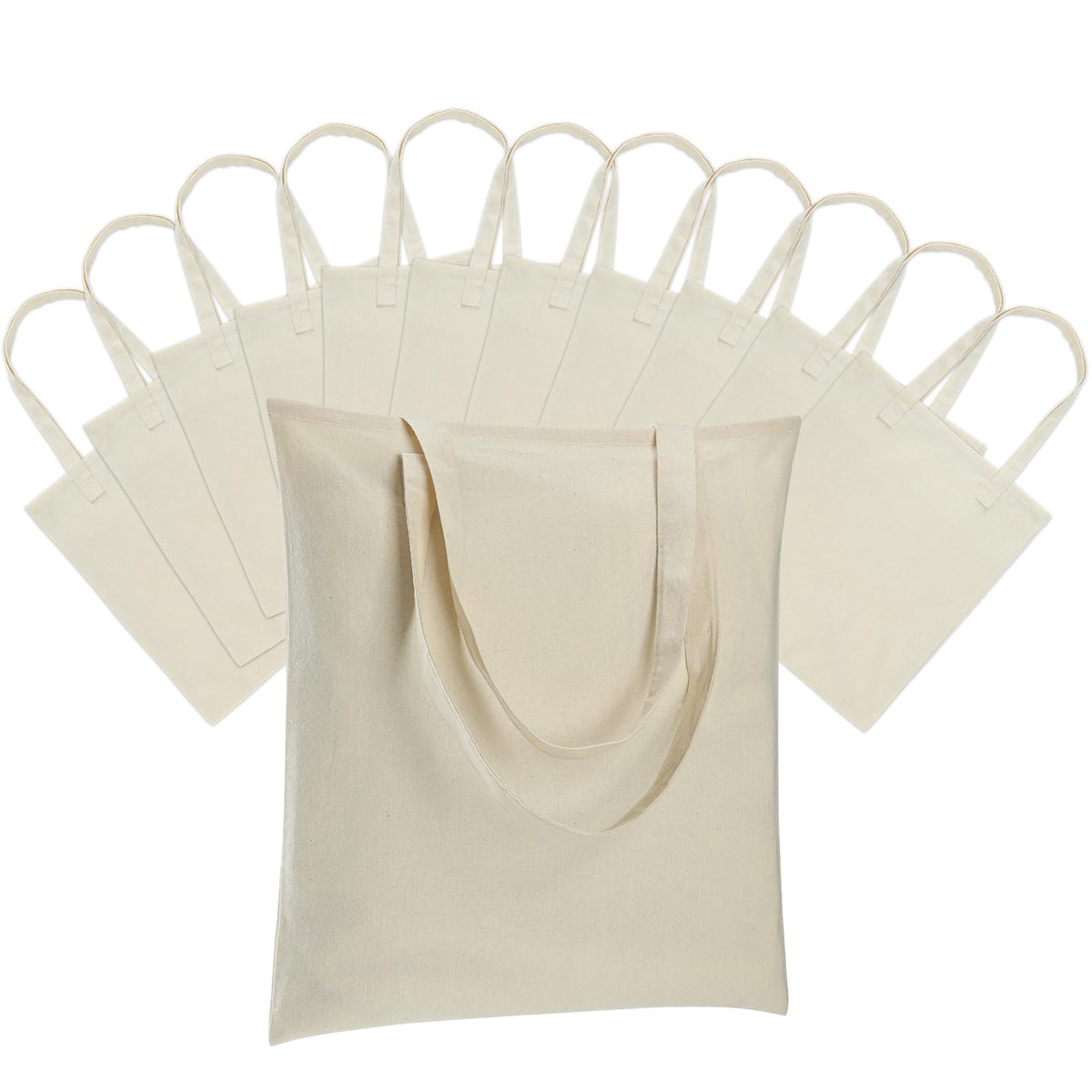Carbrea 12-pack beige canvas tote bag for bulk shopping and gifting