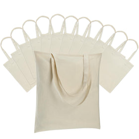 Carbrea 12-pack beige canvas tote bag for bulk shopping and gifting
