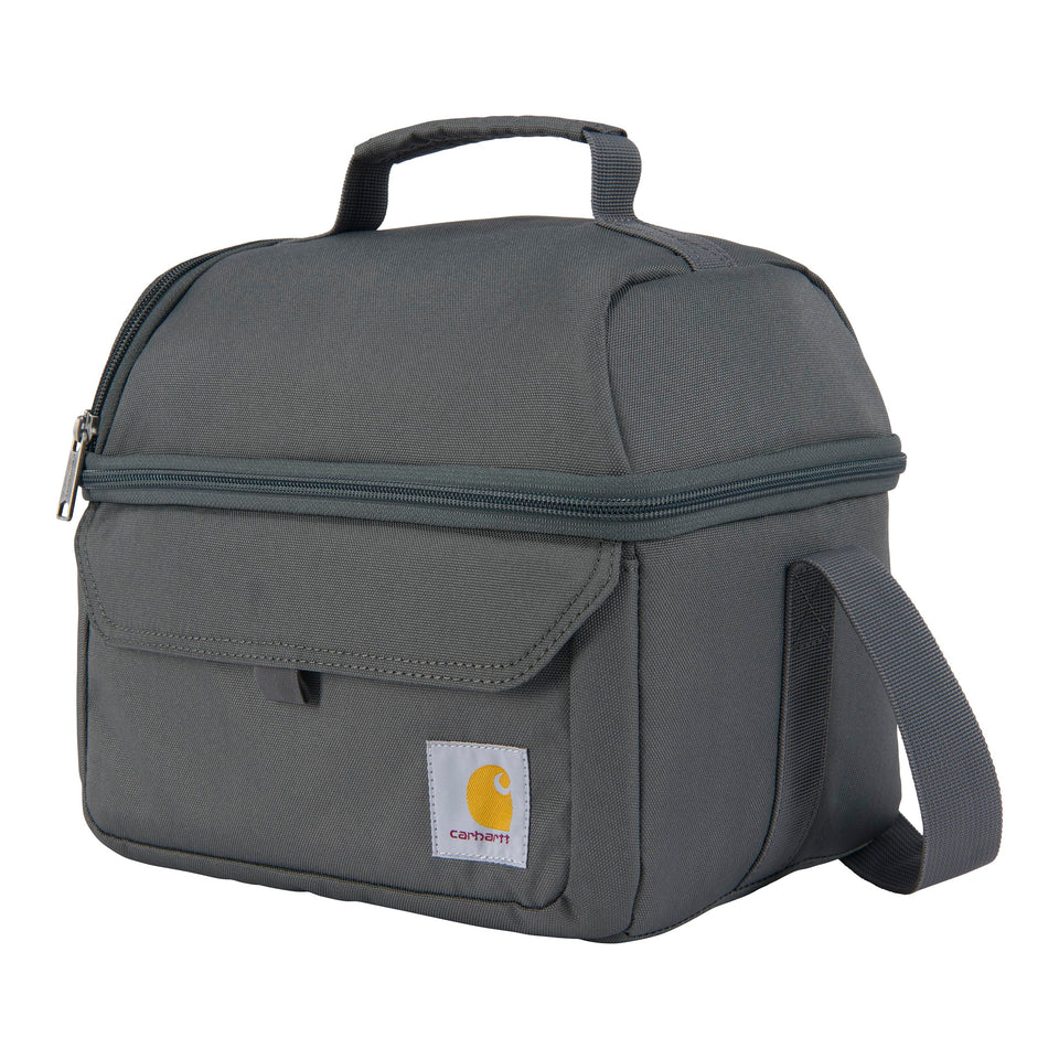 Carhartt 12-Can Two Compartments Lunch Box gravel top view shows organized insulated sections for workdays.