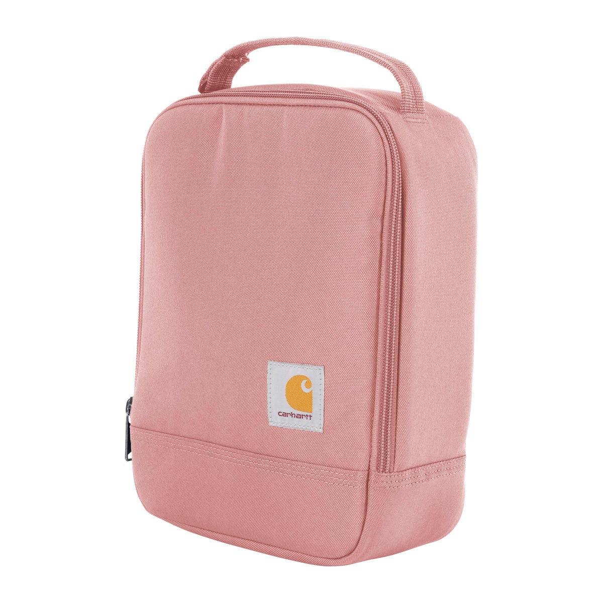 Carhartt insulated lunch cooler clipped to a backpack for easy daily transport.