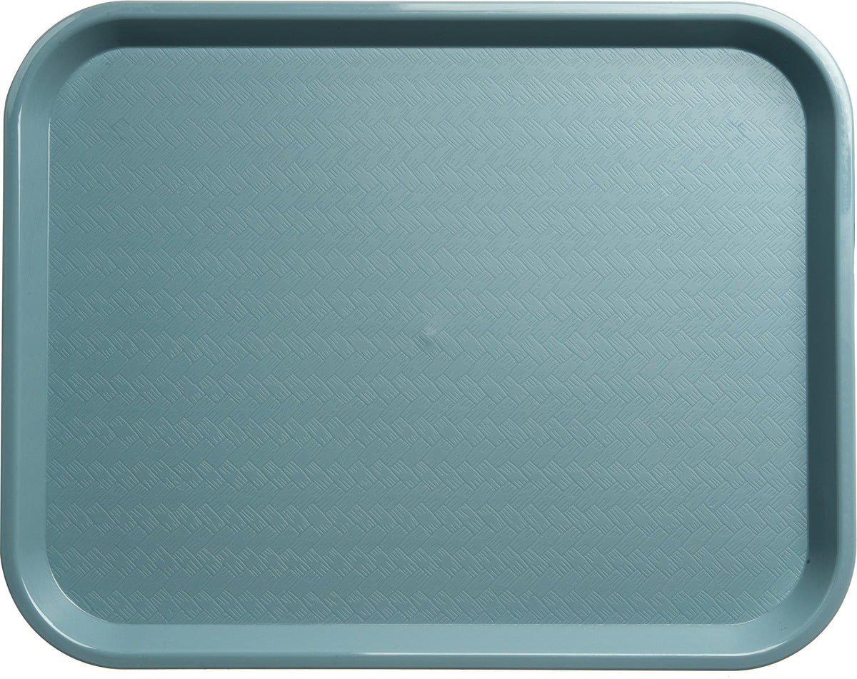 Carlisle CFS cafe plastic tray 14x18 slate for self-service dining and easy cleanup.