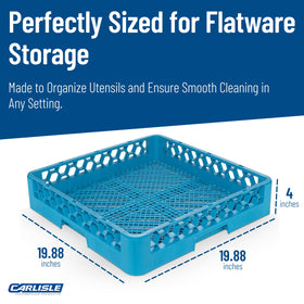 Carlisle OptiClean flatware rack bottom grid prevents small items from getting lost.