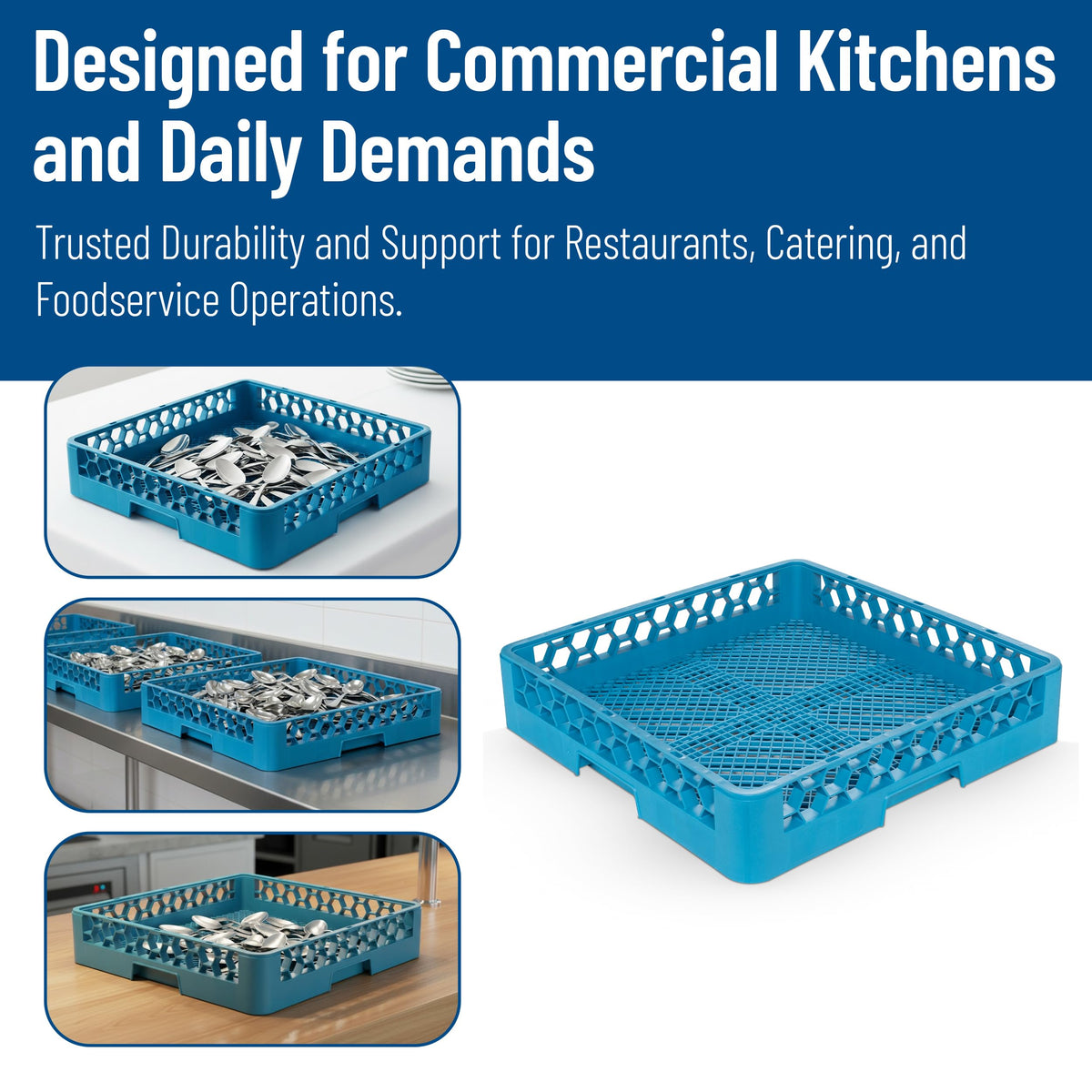Carlisle OptiClean flatware rack dishwasher compatibility supports standard warewashing setups.