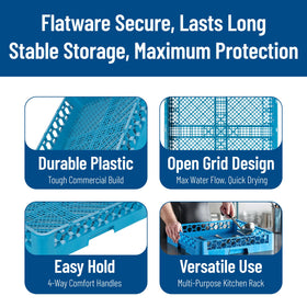 Carlisle OptiClean flatware rack open design aiding thorough washing.