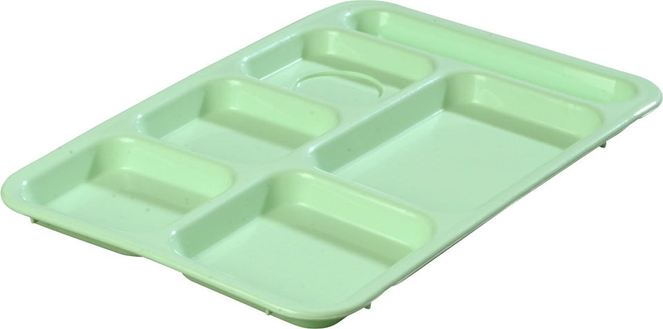 Carlisle P614R09 right-handed six-compartment tray aids organized meals in schools and facilities.