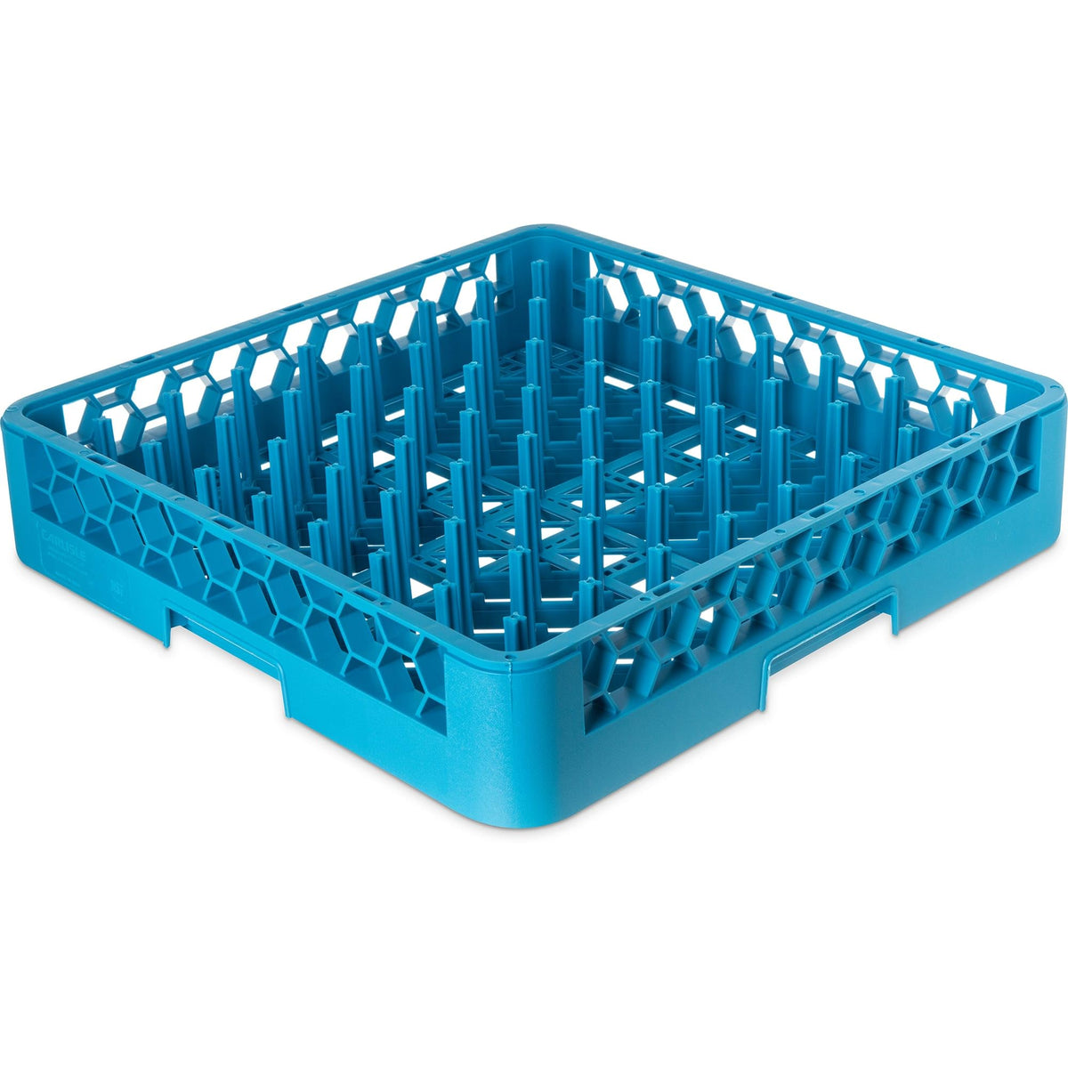 Carlisle RTP14 OptiClean tall peg rack in blue protects dishes during wash.