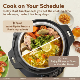 Carori 24-hour delay timer helps plan meals ahead