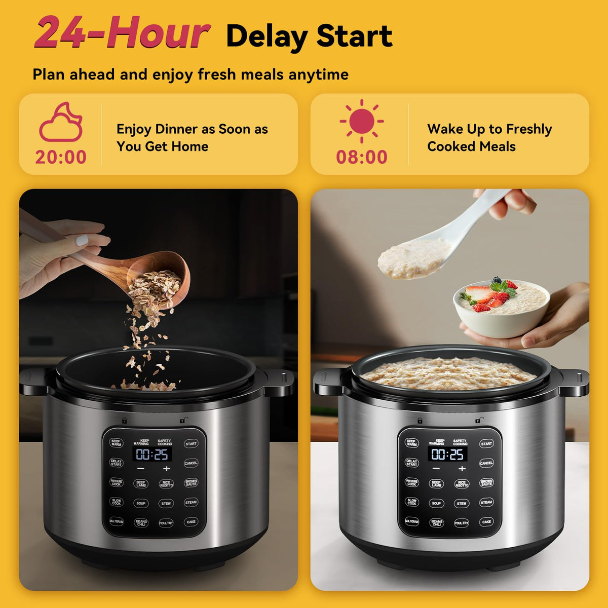 CARORI 6-quart capacity serves up to six people for family meals.