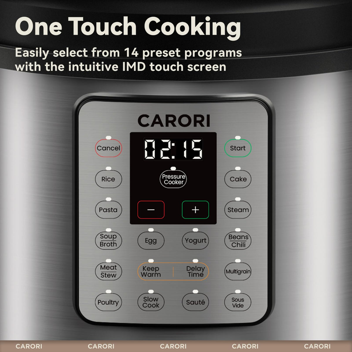 Carori up-to-70 kPa pressure enables faster, flavorful meals.