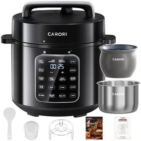 CARORI 9-in-1 electric pressure cooker front view shows versatile functionality in a compact design.