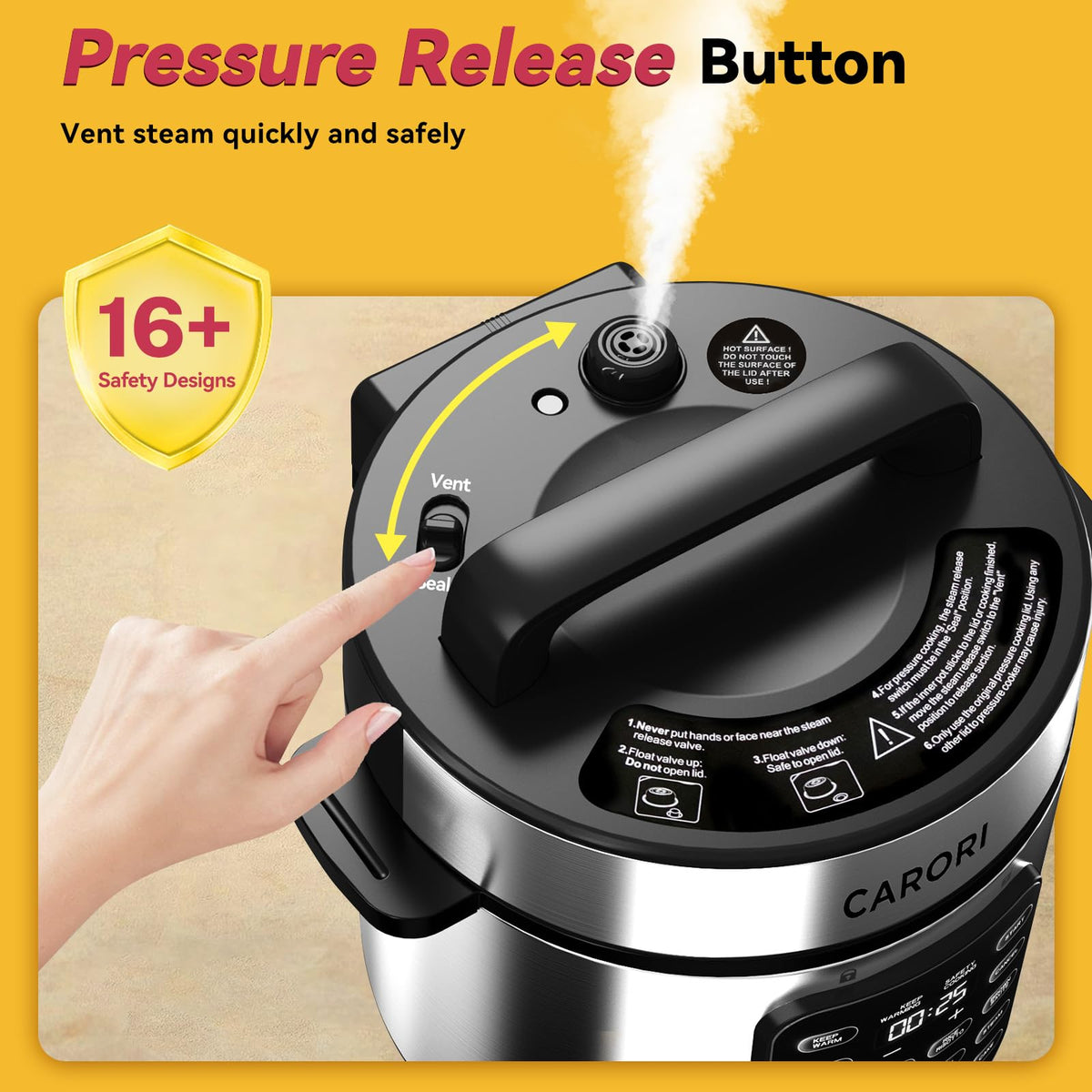 CARORI dishwasher-safe pot and lid simplify cleanup after busy days.