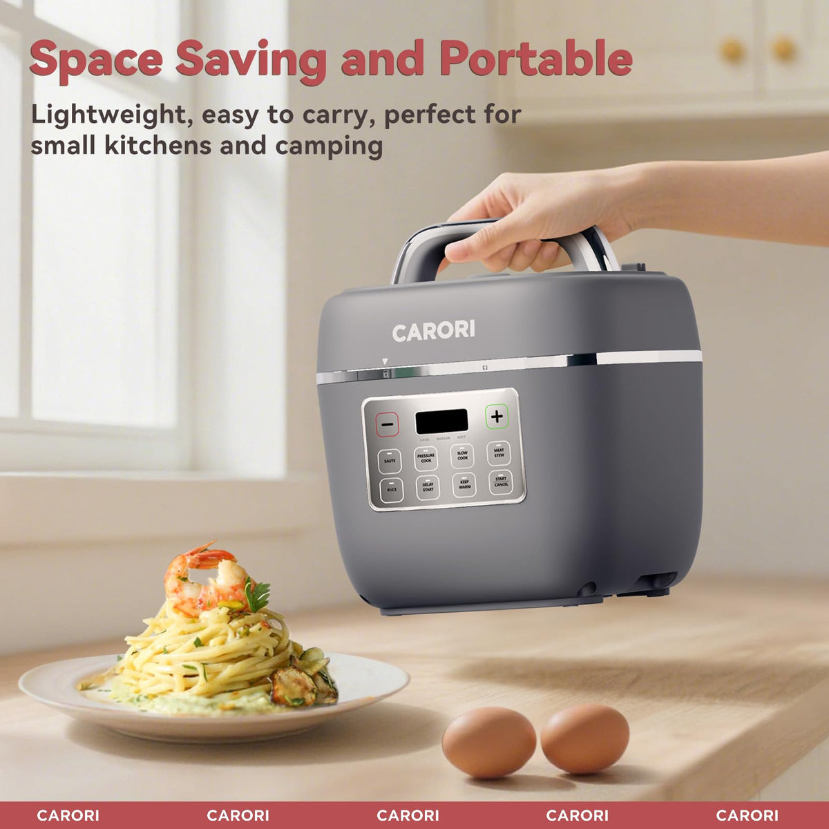 CARORI 3QT rice function ready to deliver fluffy grains