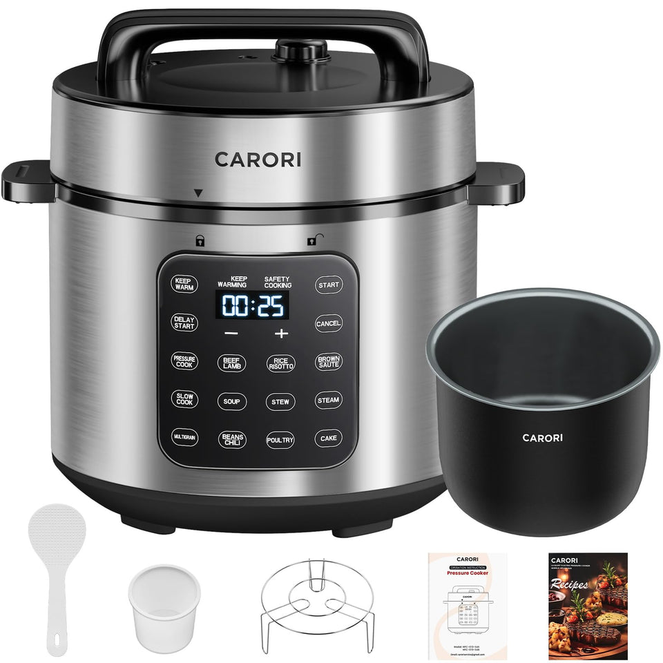 Carori electric pressure cooker 6qt front view for family meals