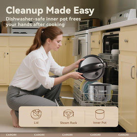 Carori lid with safety lock and steam release for peace of mind