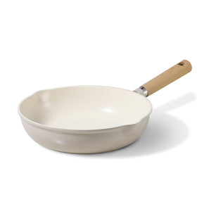 CAROTE 10-inch ceramic frying pan top view highlighting easy non-stick cooking.