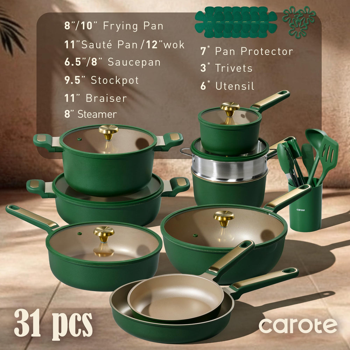 CAROTE 10-inch fry pan nonstick for even heating and effortless flipping.