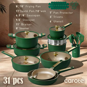 CAROTE 10-inch fry pan nonstick for even heating and effortless flipping.