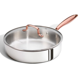 CAROTE 10-inch tri-ply deep frying pan with lid for even heating and searing.