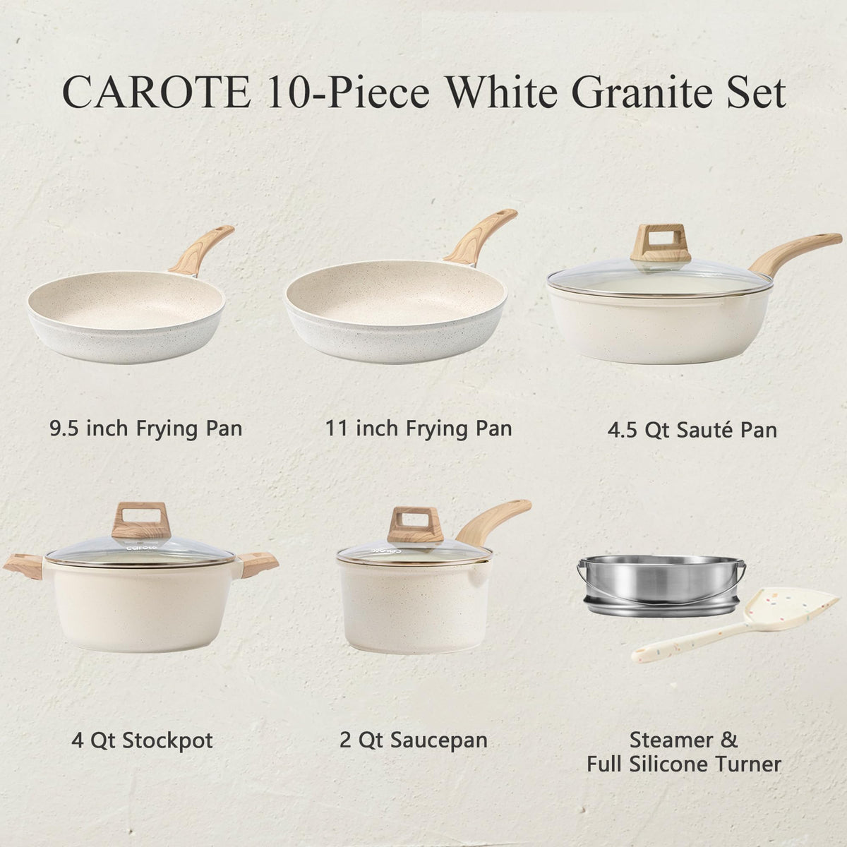 CAROTE 10x ultra nonstick pan demonstrating effortless stirring with minimal oil.