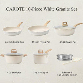 CAROTE 10x ultra nonstick pan demonstrating effortless stirring with minimal oil.