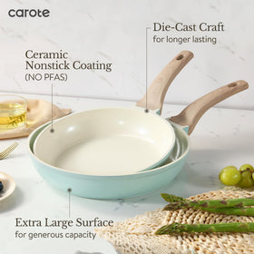 CAROTE 11-inch fry pan for even browning and quick searing.