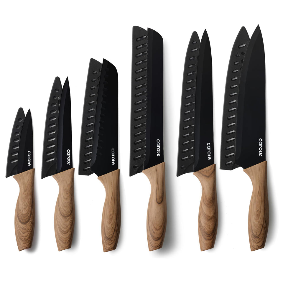 The CAROTE 12-piece knife set packaging showcases premium design for the kitchen.
