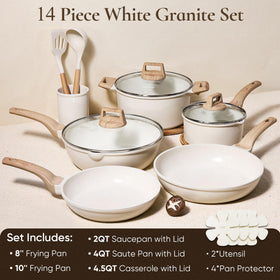 CAROTE 8-inch fry pan close-up highlighting nonstick surface and easy release.