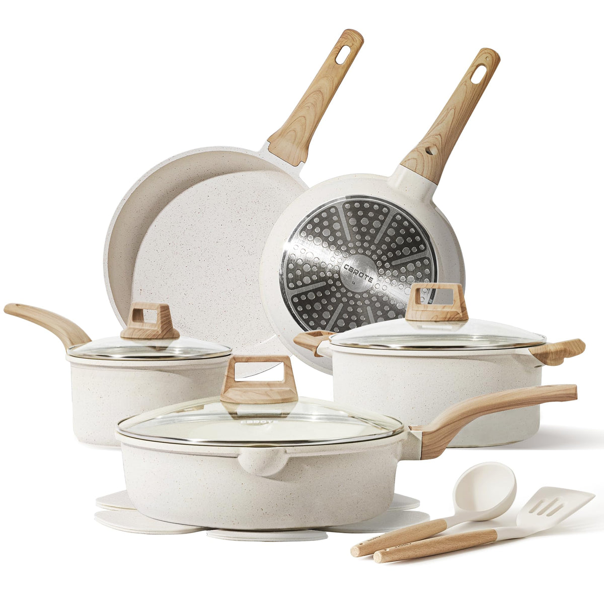 CAROTE 14-piece pots and pans set — full overview for versatile daily cooking.