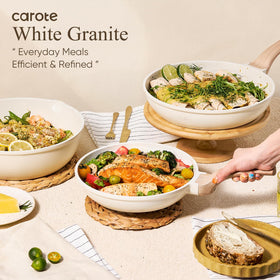 CAROTE pan protectors arranged to prevent scratches during storage.