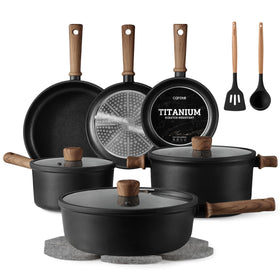 CAROTE 16-piece nonstick cookware set shown for versatile everyday cooking and easy cleanup.