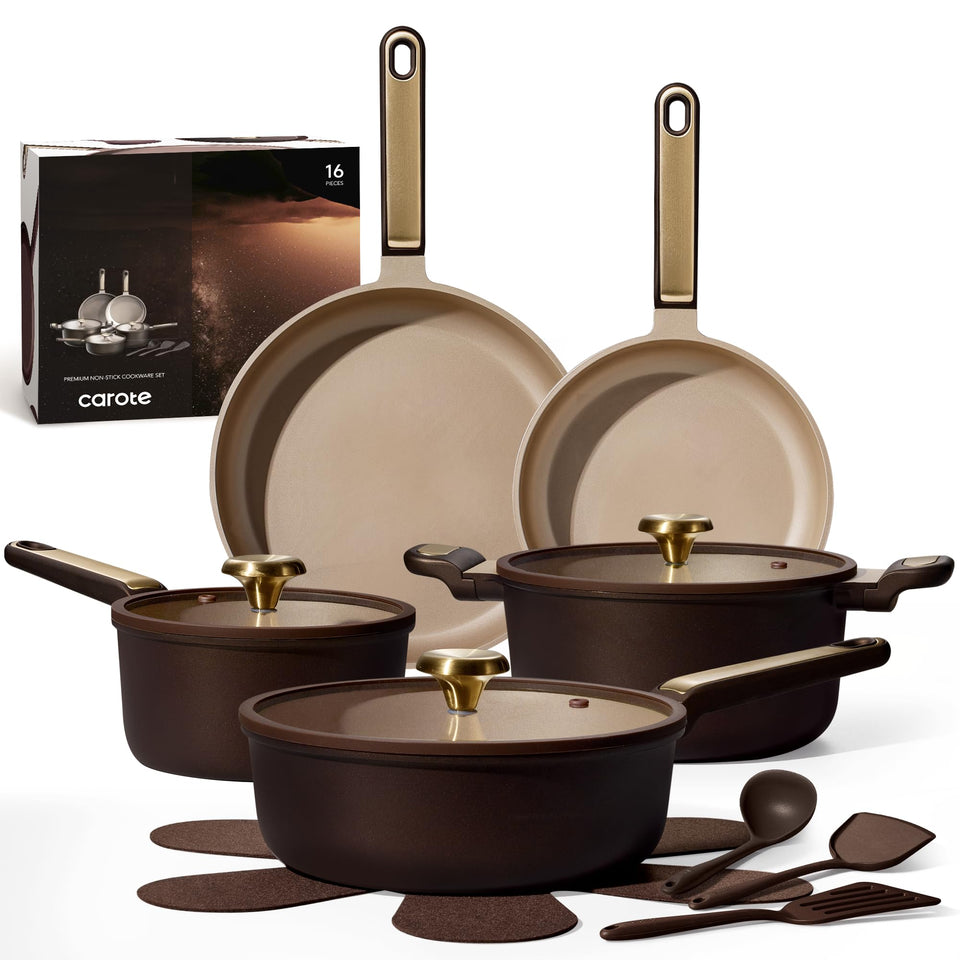CAROTE 16-piece nonstick set cookware, versatile pans for easy cooking