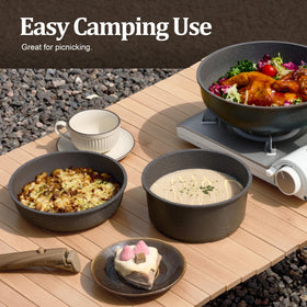 CAROTE includes two detachable handles, lids, and utensils for a complete set.