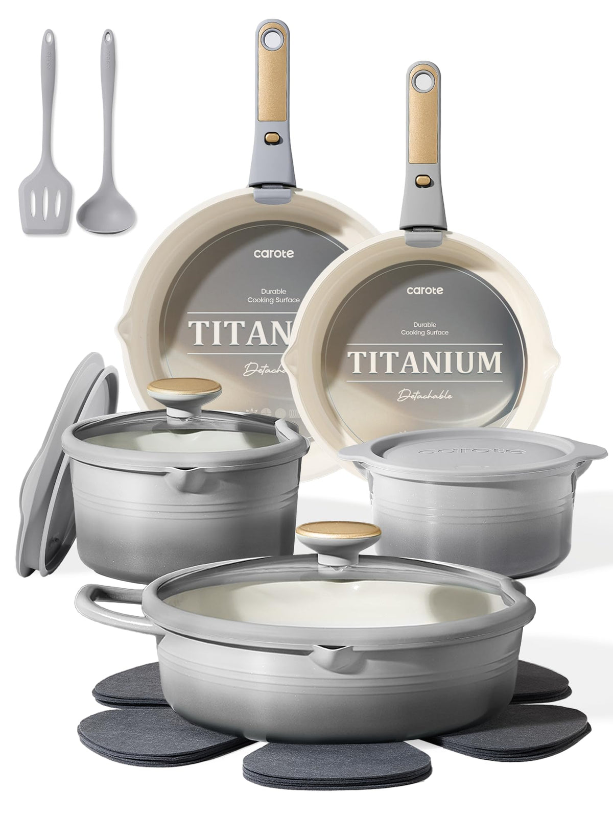 CAROTE 17-piece titanium set for versatile everyday cooking