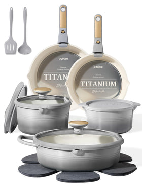 CAROTE 17-piece titanium set for versatile everyday cooking